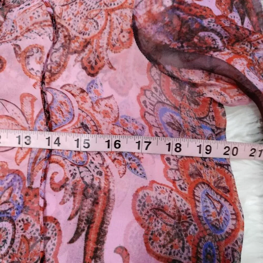 Charlie Jade Silk Womens Paisley Print Boho Tunic Dress M Pink & Red - Picture 6 of 9